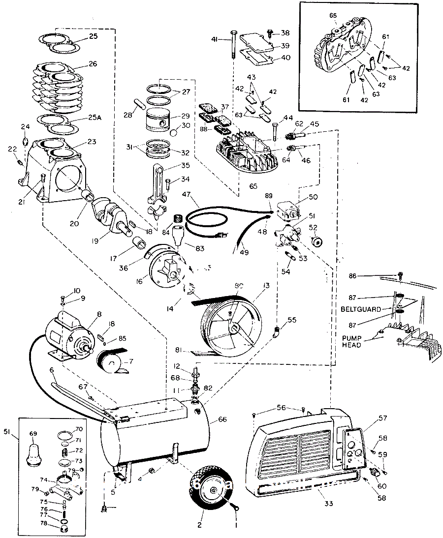 Air-Compressor Parts Diagram and Parts List for VT4150  Campbell Hausfeld Compressor